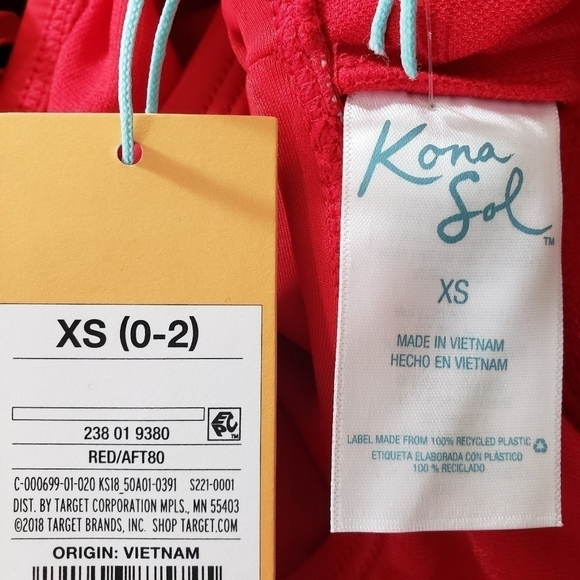 Kona Sol Red Ruffle One-Piece Swimsuit Sz XS (0-2) - Picture 5 of 5